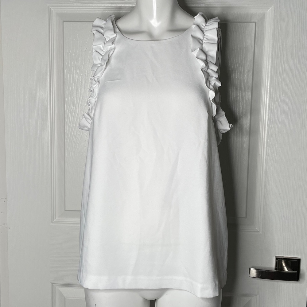 Lilly Pulitzer White Ruffle Sleeve Tank Top Blouse